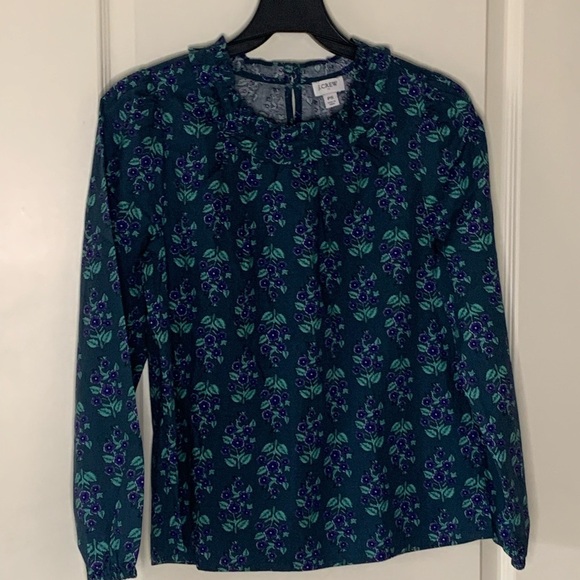 J Crew Floral Long Sleeve Blouse Petite Small - Picture 4 of 5